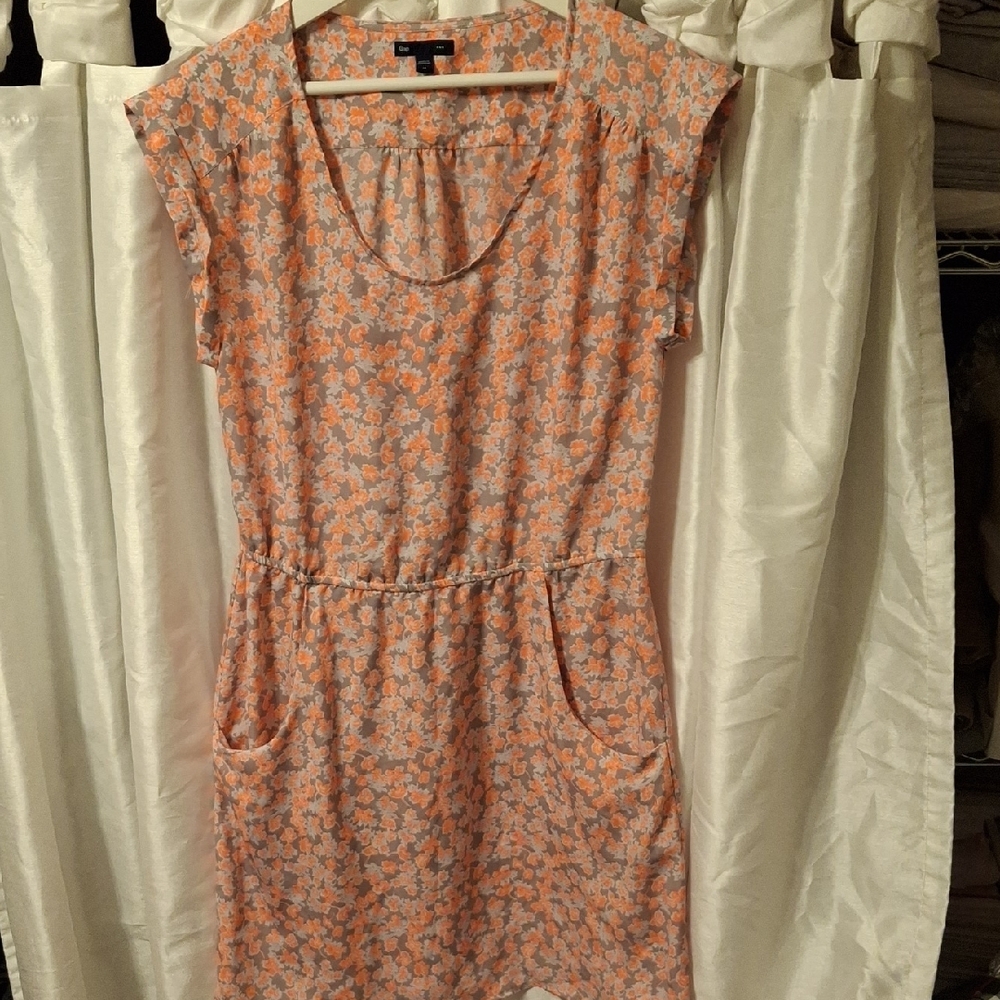 GAP Pink and Gray Floral Mini Dress Med 💜💜💜💜